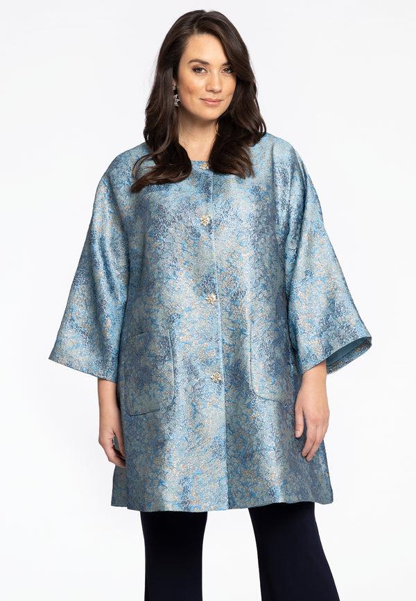 yoek Jacket Brocade - Blauw
