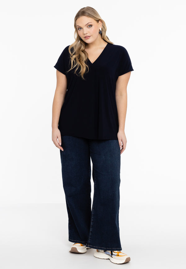 yoek Jeans 5 pockets wide leg - Donker indigo