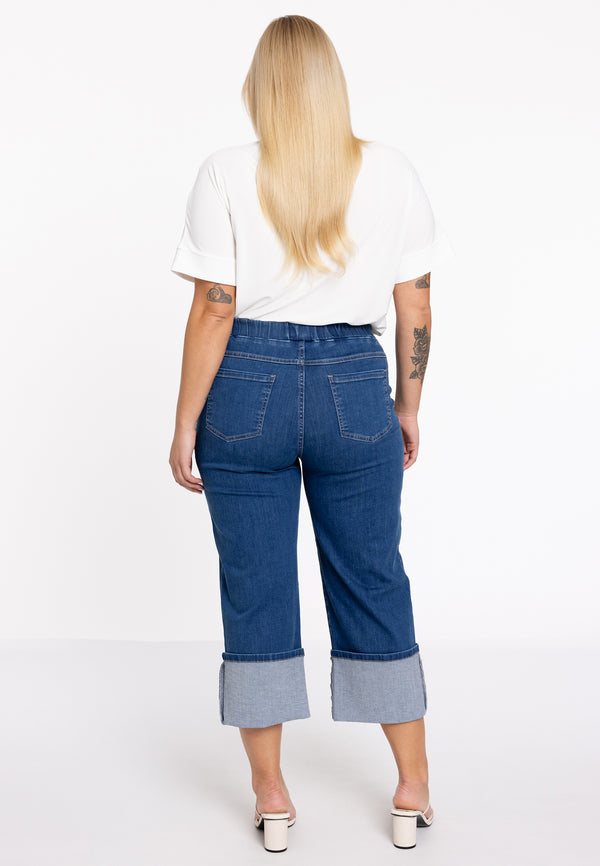 Yoek Jeans Cropped Met Omslag - Indigo