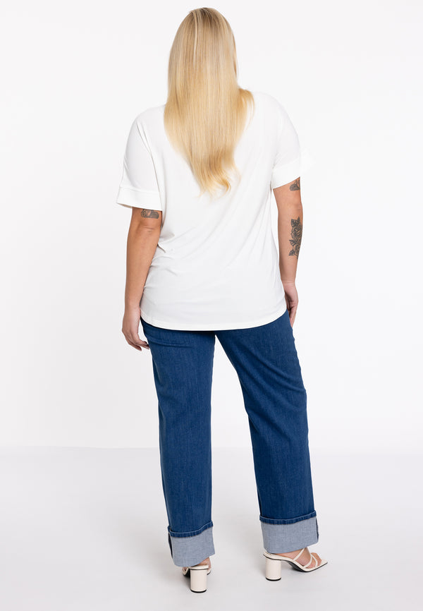 Yoek Jeans Lang Met Omslag - Indigo