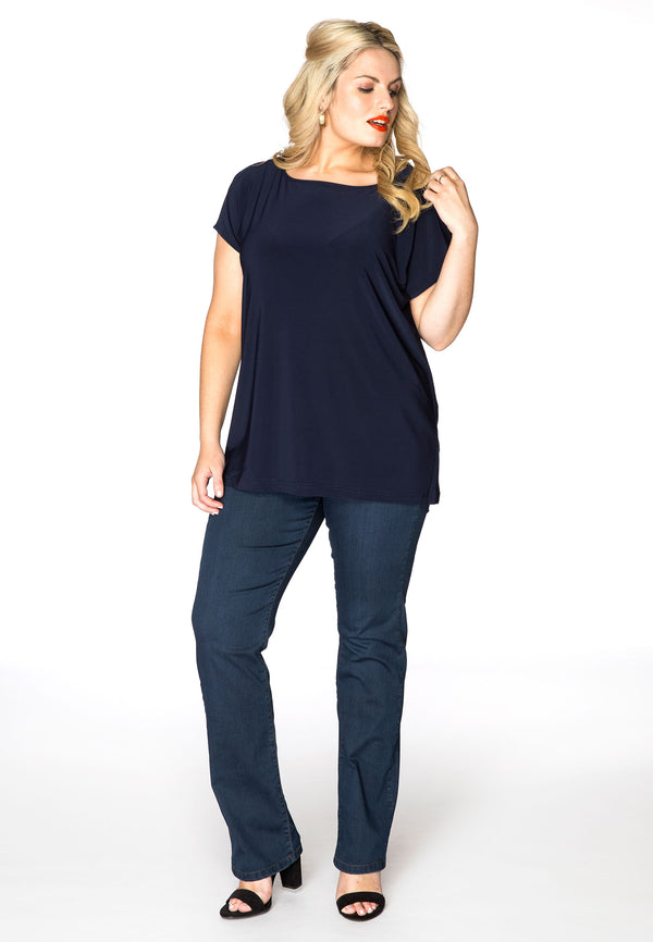 yoek Jeans met rechte pijp - Donker indigo