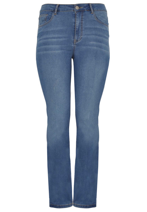 yoek Jeans met rechte pijp - Indigo