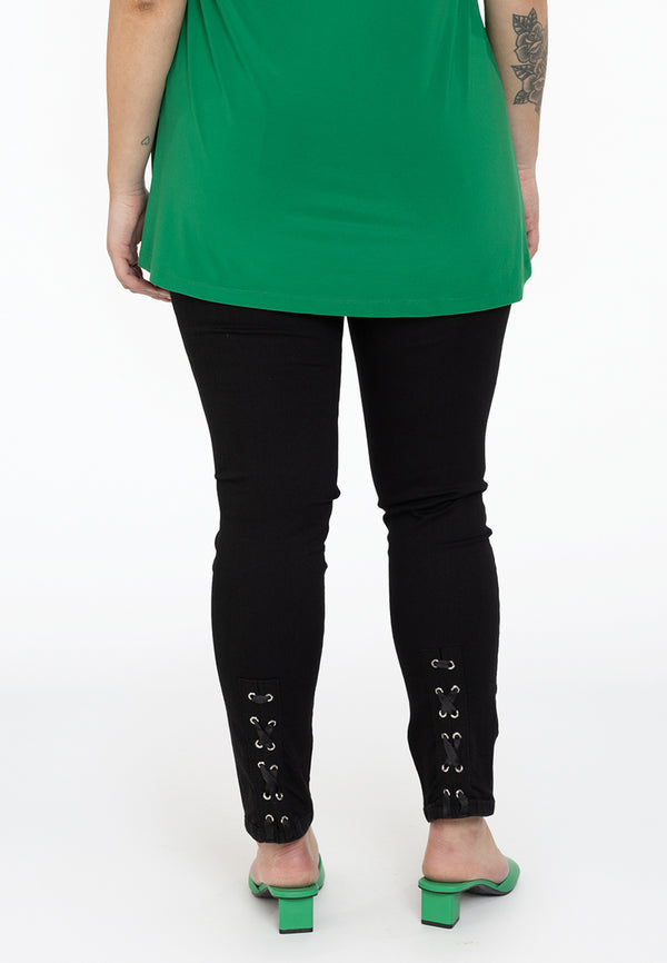 yoek Jeans met rijgveter - Zwart