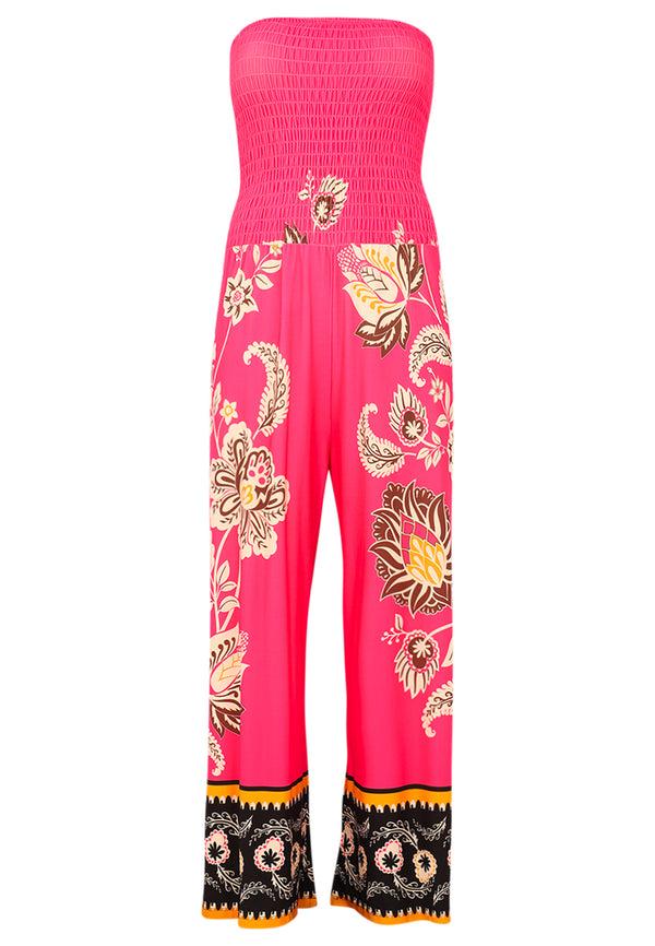 Yoek Jumpsuit Smocked Strapless ZARIA - Roze