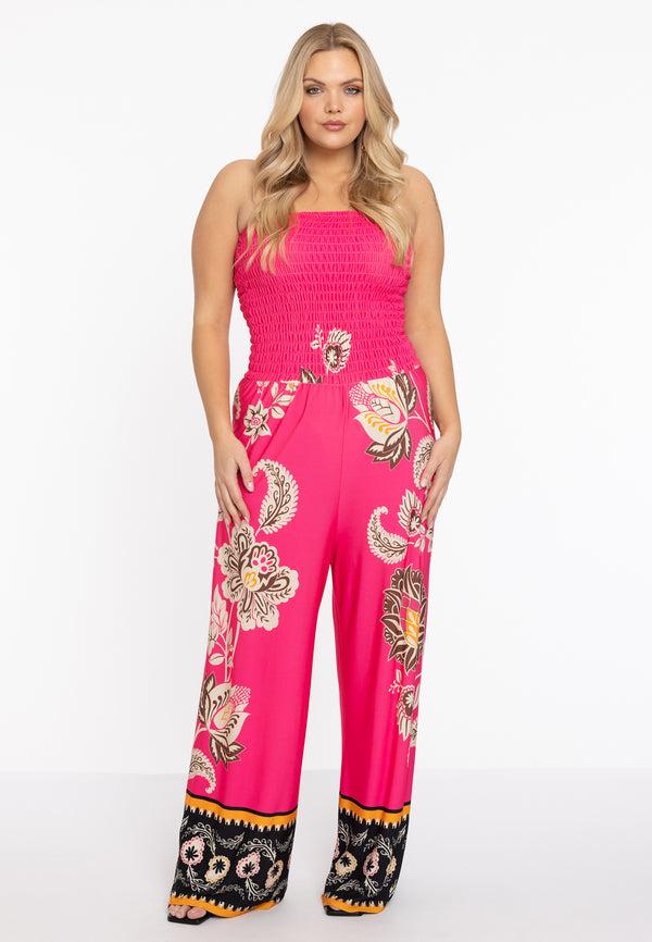 yoek Jumpsuit smocked strapless ZARIA - Roze