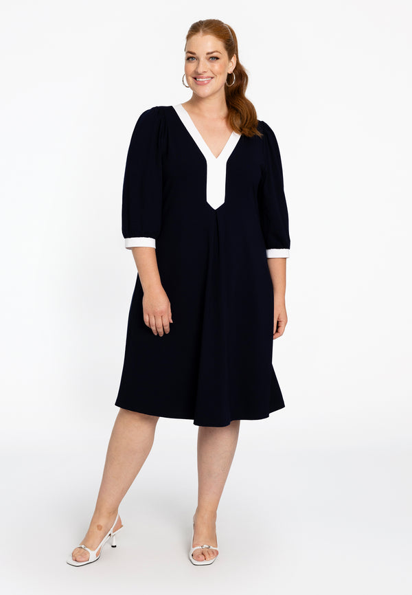 Yoek Jurk A-lijn Contrast VITA - Blauw