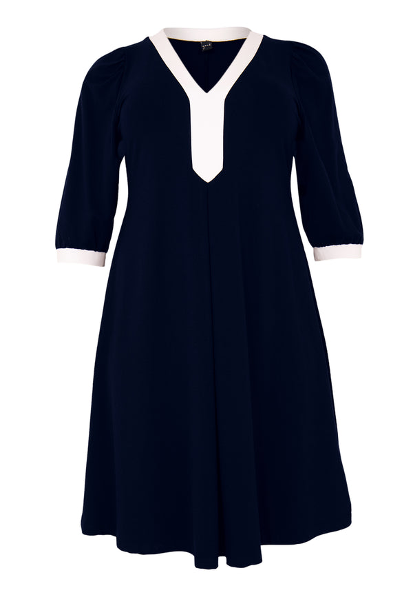 Yoek Jurk A-lijn Contrast VITA - Blauw