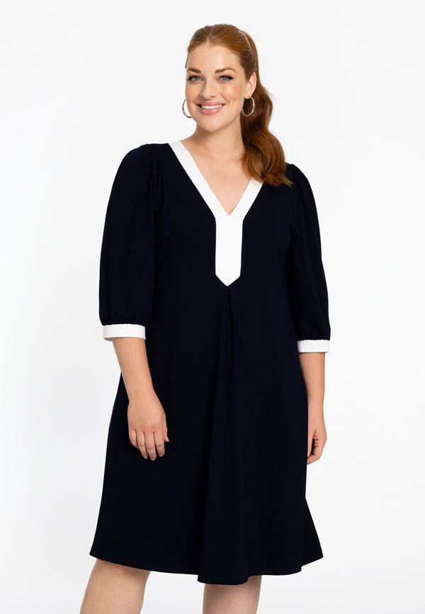 yoek Jurk A-lijn contrast VITA - Blauw