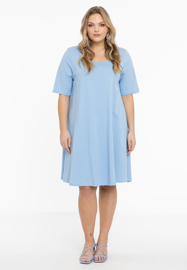 Yoek Jurk A-lijn COTTON - Light Blue