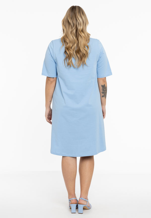Yoek Jurk A-lijn COTTON - Light Blue