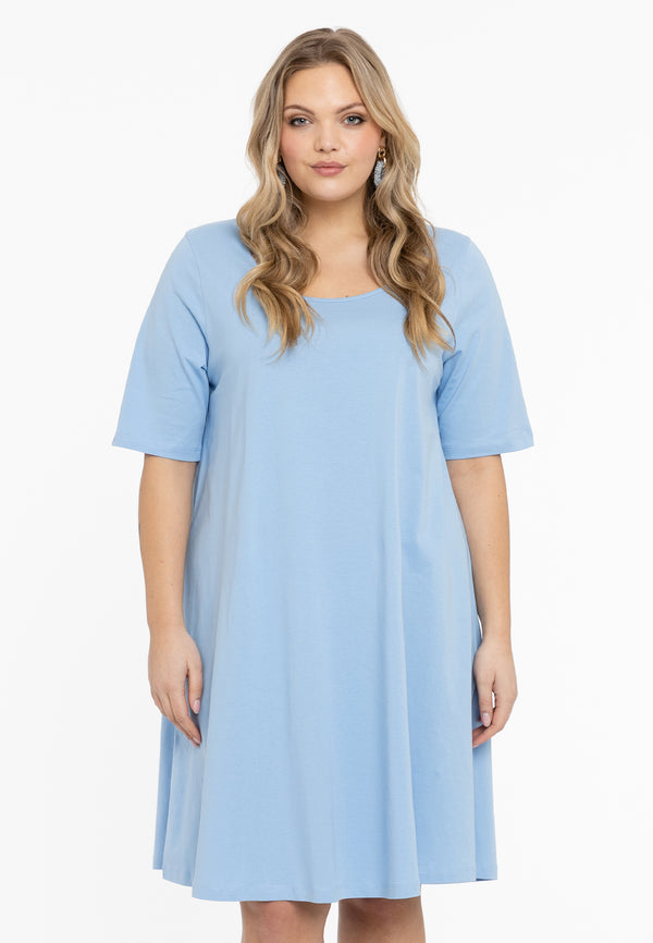 yoek Jurk A-lijn COTTON - light blue