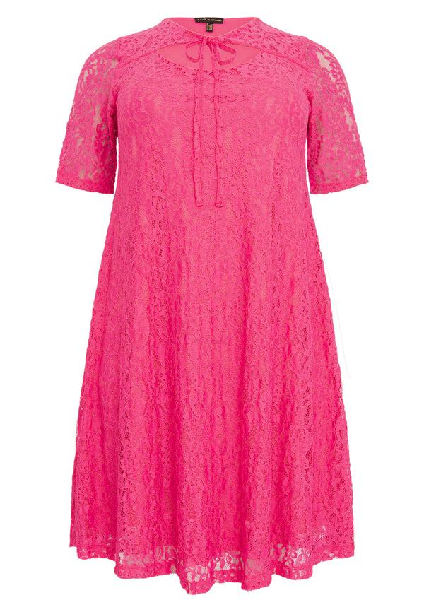 Yoek Jurk A-lijn Met Cut-out LACE - Roze