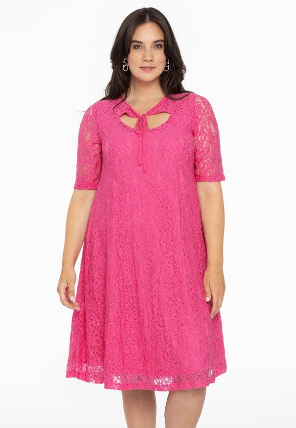 yoek Jurk A-lijn met cut-out LACE - Roze
