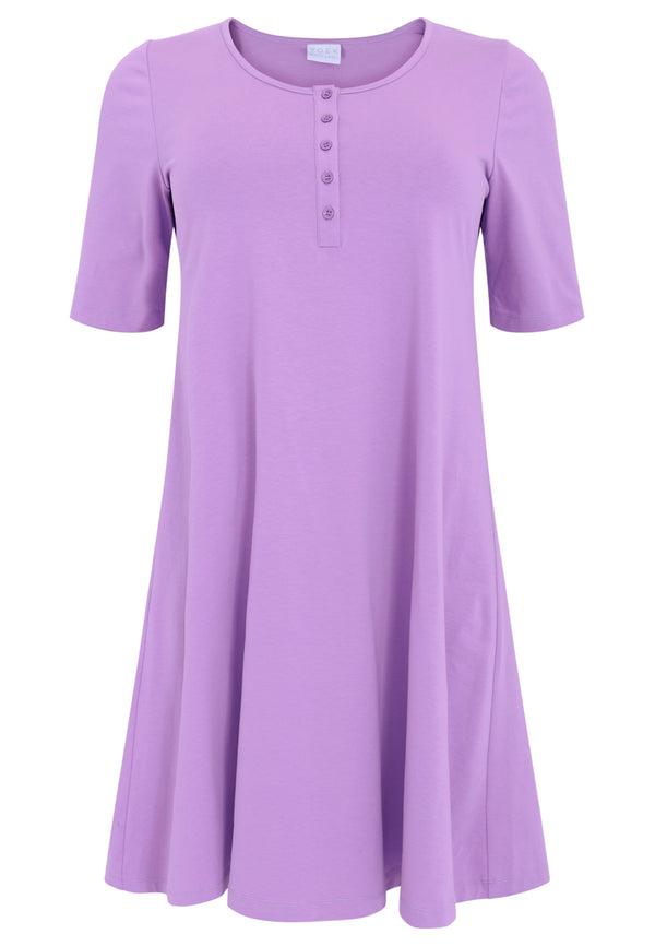 Yoek Jurk A-lijn Met Knoopjes COTTON - Light Purple