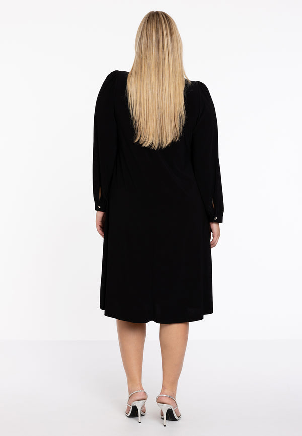 Yoek Jurk A-lijn Met Strik In Strass DOLCE - Zwart