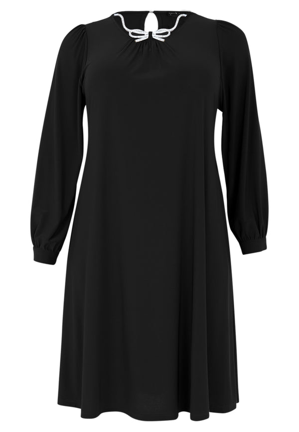 Yoek Jurk A-lijn Met Strik In Strass DOLCE - Zwart