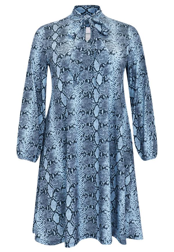 Yoek Jurk A-lijn Met Strik SNAKE - Blauw