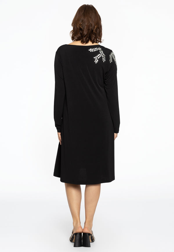 Yoek Jurk A-lijn Strass DOLCE - Zwart