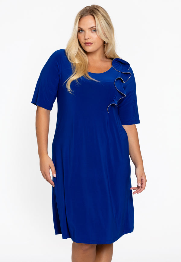 yoek Jurk A-line zipflower DOLCE - Indigo