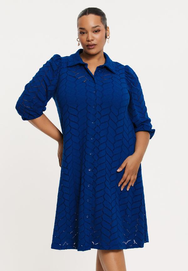 yoek Jurk ajour MARE - Indigo