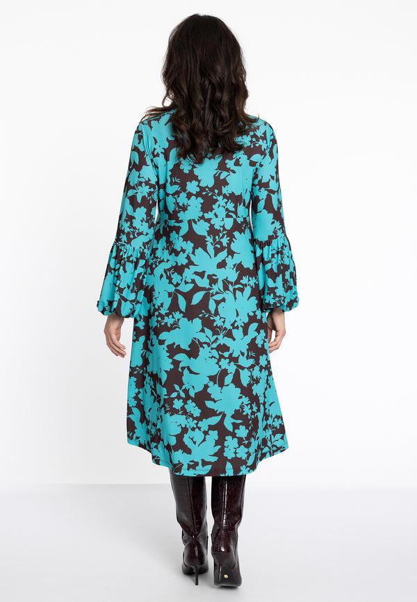 Yoek Jurk Ballonmouwen JONES - Turquoise