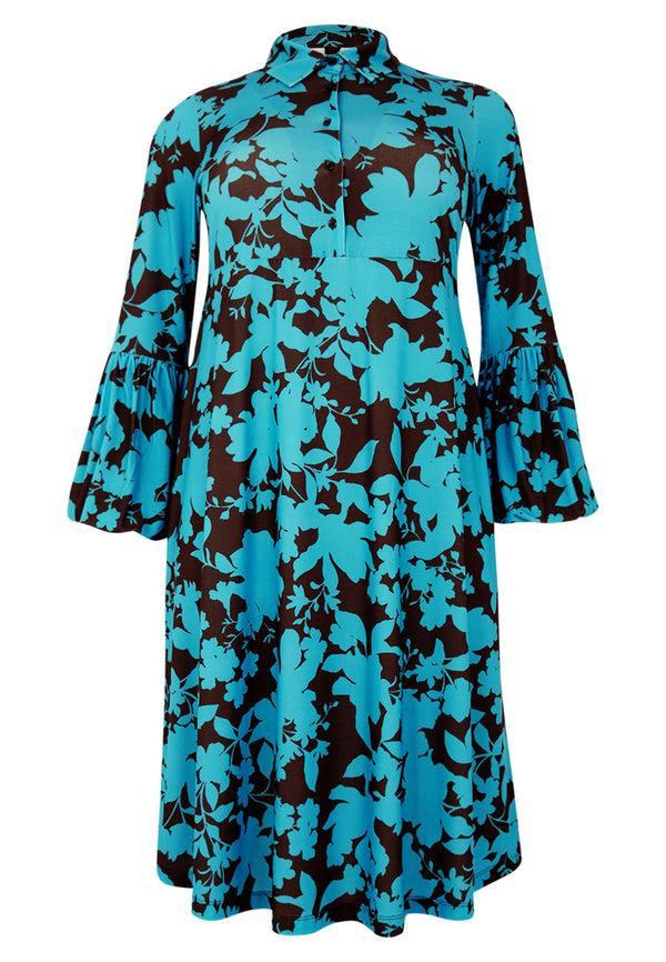Yoek Jurk Ballonmouwen JONES - Turquoise