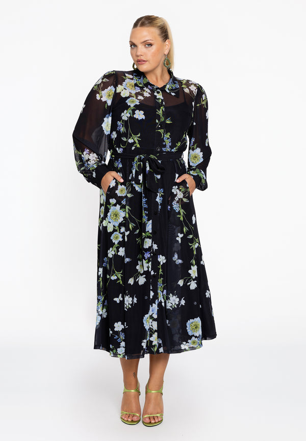 Yoek Jurk Flare BLUETT - Zwart