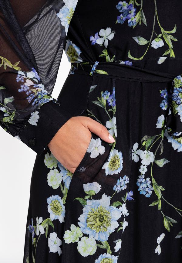 Yoek Jurk Flare BLUETT - Zwart