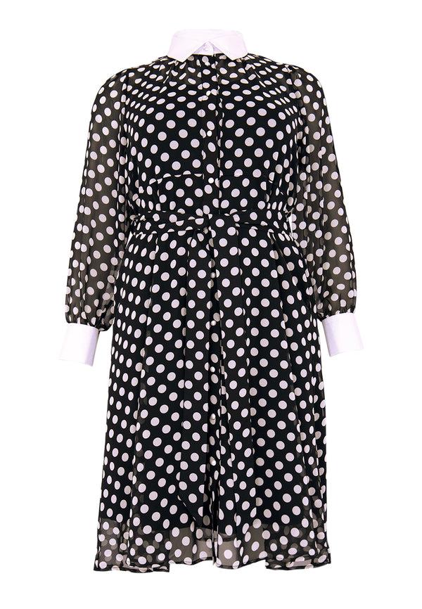 Yoek Jurk Flare DOTS - Zwart
