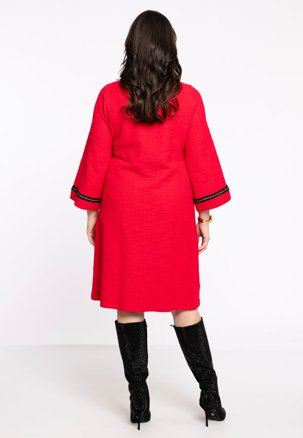 Yoek Jurk Frontpocket BOUCLE - Rood