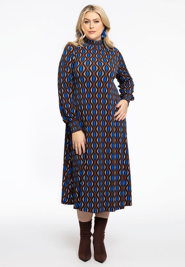 Yoek Jurk Gesmokt MEANDER - Bruin