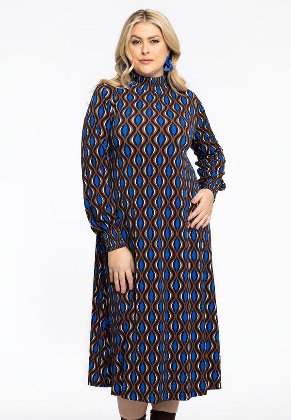 yoek Jurk gesmokt MEANDER - Bruin