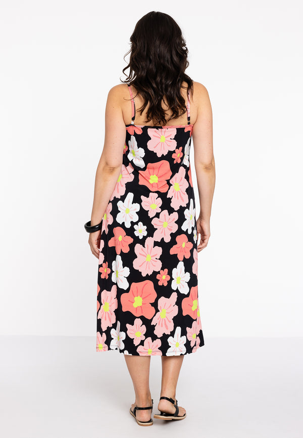 Yoek Jurk Met Bandjes HIBISCUS - Zwart