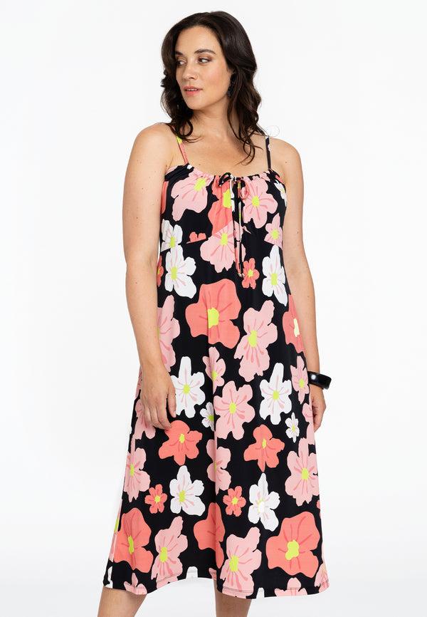Yoek Jurk Met Bandjes HIBISCUS - Zwart