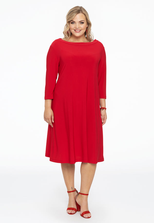 Yoek Jurk Met Boothals DOLCE - Rood