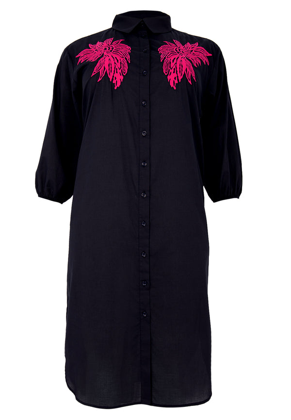 Yoek Jurk Met Borduursel SOFT COTTON - Blauw