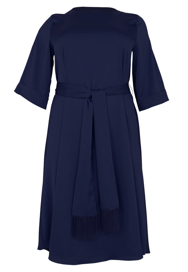 Yoek Jurk Met Ceintuur SATINI - Blauw