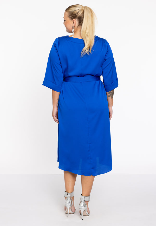 Yoek Jurk Met Ceintuur SATINI - Indigo