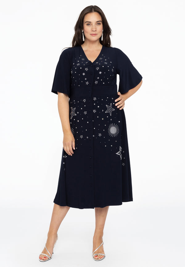 Yoek Jurk Met Cirkelmouw DOLCE - Blauw