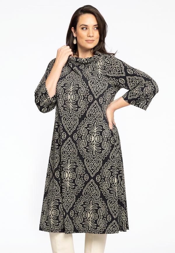 yoek Jurk met col SANSA - Zwart