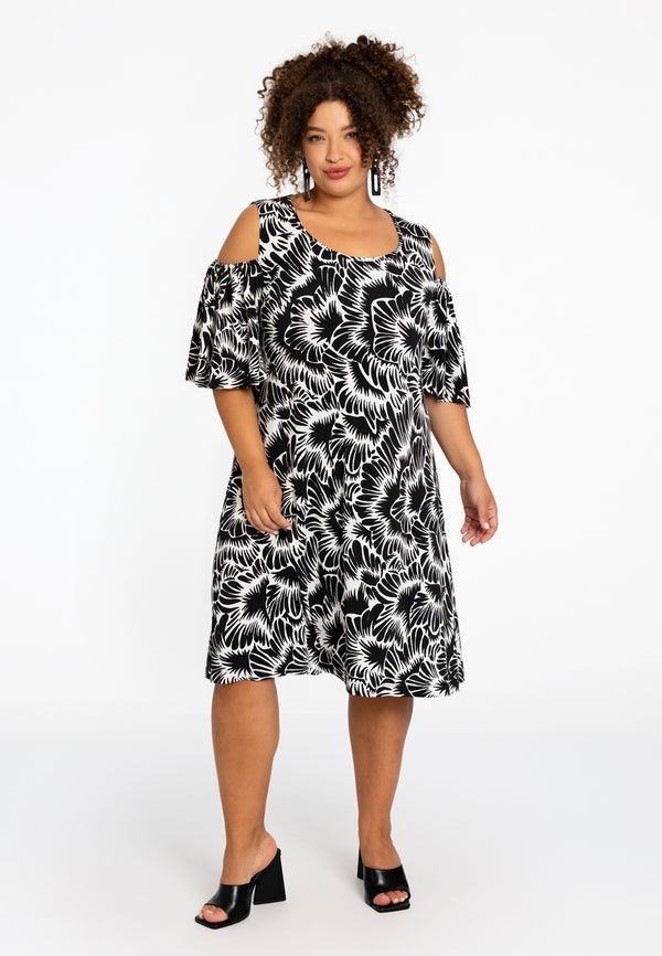 Yoek Jurk Met Cold Shoulders ALICE - Zwart