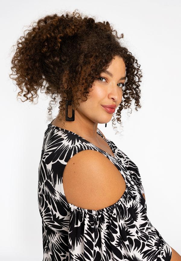 Yoek Jurk Met Cold Shoulders ALICE - Zwart