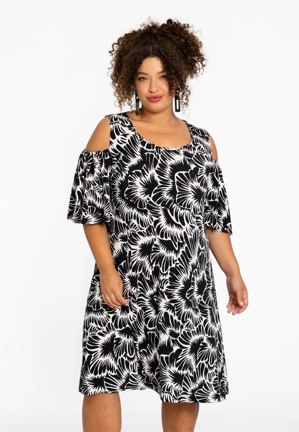 yoek Jurk met cold shoulders ALICE - Zwart