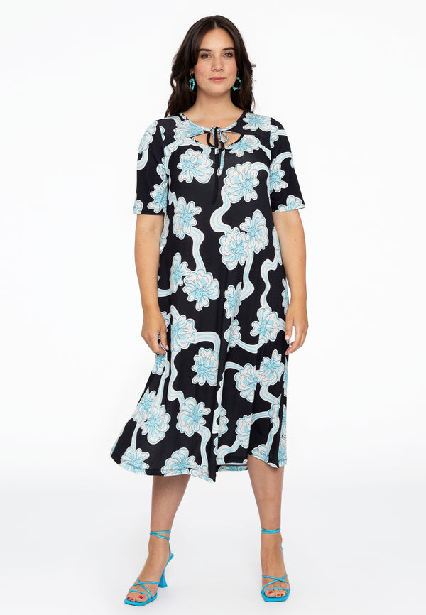 Yoek Jurk Met Cut-out CALYPSO - Zwart