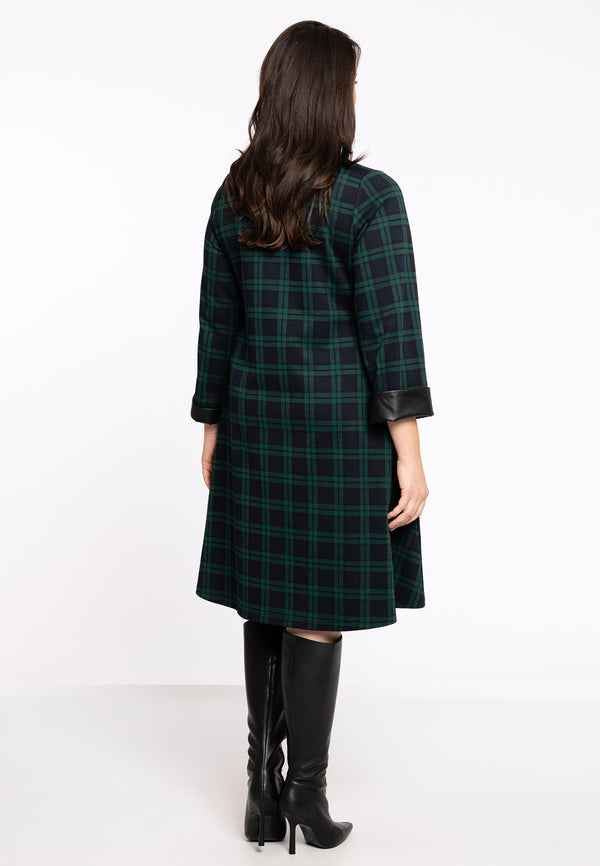 Yoek Jurk Met Faux Leer GILLY - Zwart