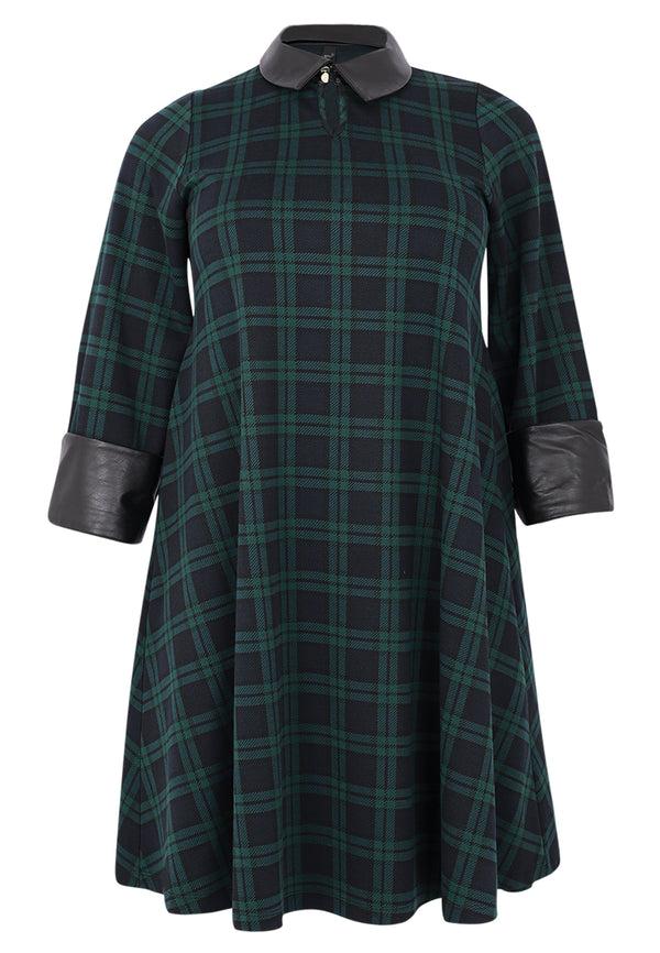 Yoek Jurk Met Faux Leer GILLY - Zwart