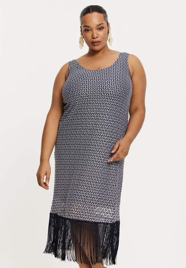 yoek Jurk met franjes RODI - Blauw