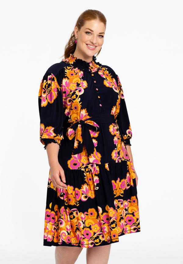 yoek Jurk met gesmokte details GARLAND - Blauw