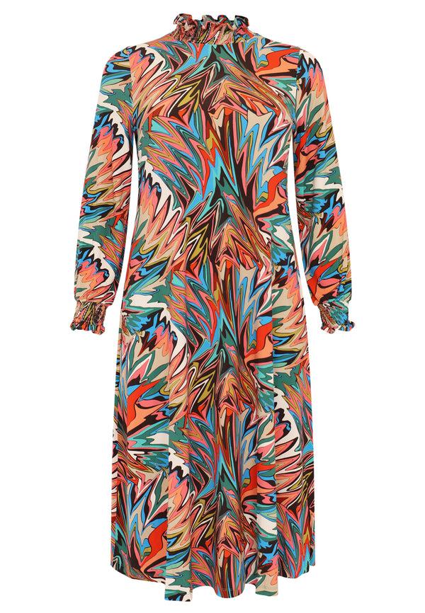 Yoek Jurk Met Gesmokte Hals FUNKY - Multi