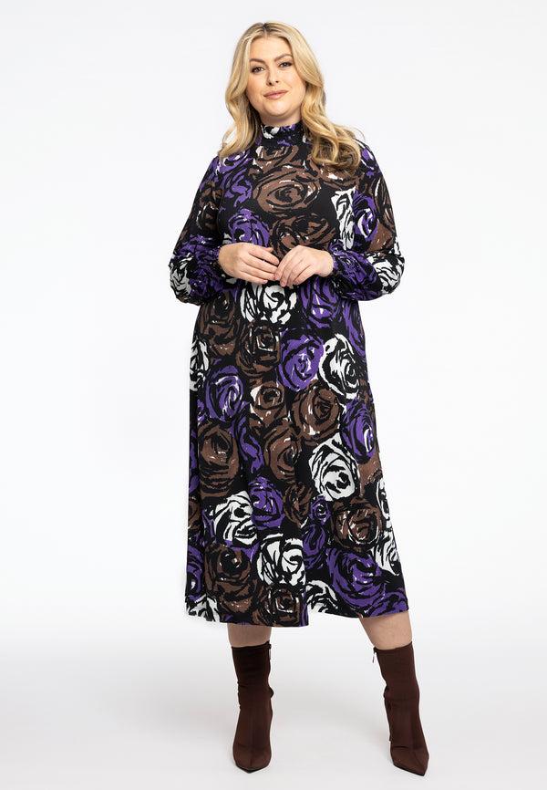 Yoek Jurk Met Gesmokte Hals ROSY - Zwart